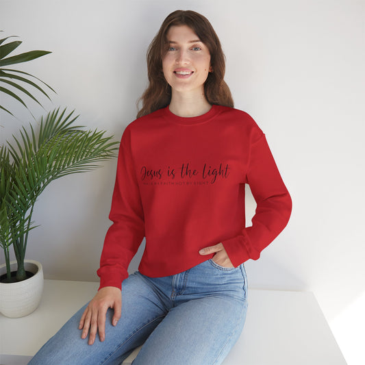 "Jesus Is the Light" Crewneck Sweatshirt — Minimal Christian Faith Pullover