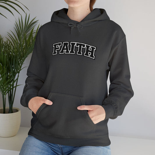 FAITH Collegiate Embroidered Hoodie Bold faith. Everyday comfort.