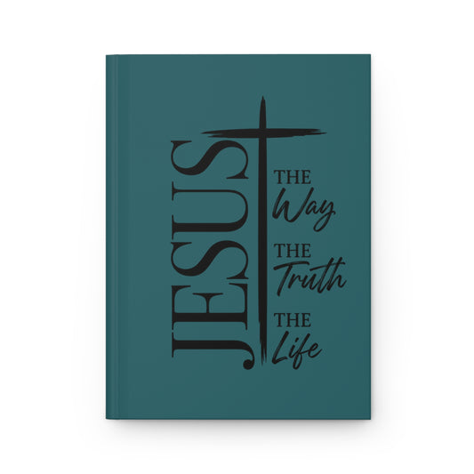 Jesus Cross Hardcover Journal — “The Way, The Truth, The Life” Christian Notebook