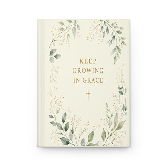 Botanical Cream Floral Journal with Gold Script (Keep Growing) - Hard Cover Journal
