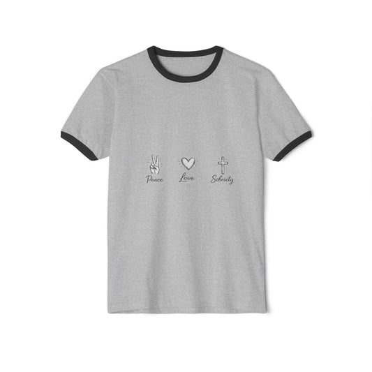 "Peace, Love, Sobriety" Ringer Tee