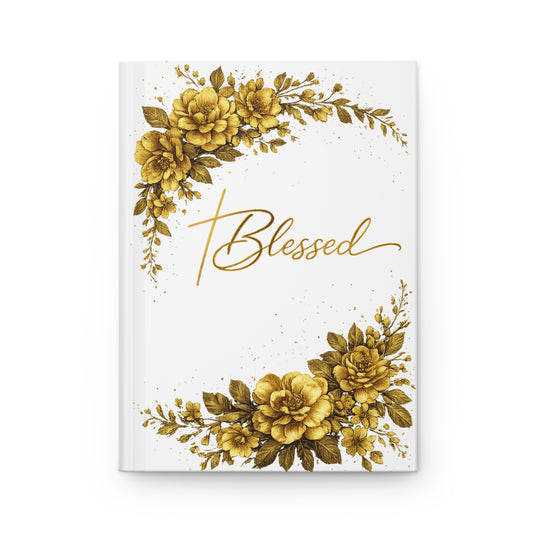 Blessed Gold & Black Floral Hardcover Journal