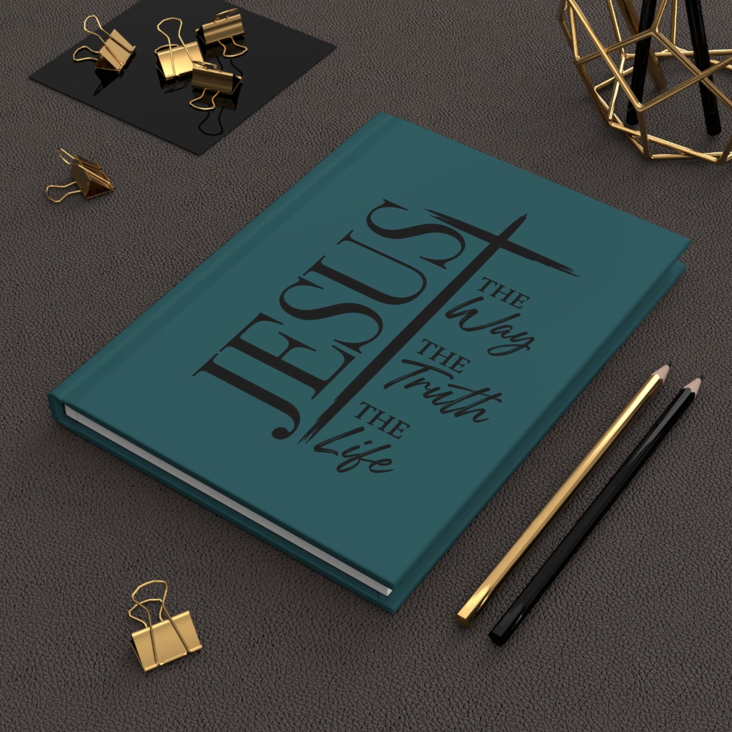 Jesus Cross Hardcover Journal — “The Way, The Truth, The Life” Christian Notebook