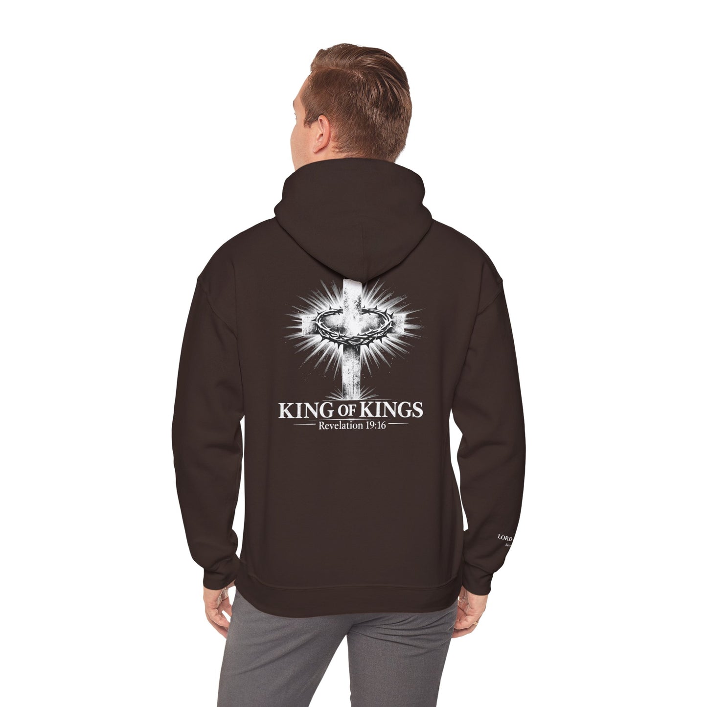 Christian 'King of Kings' Hoodie – Revelation 19:16 Cross Back Design