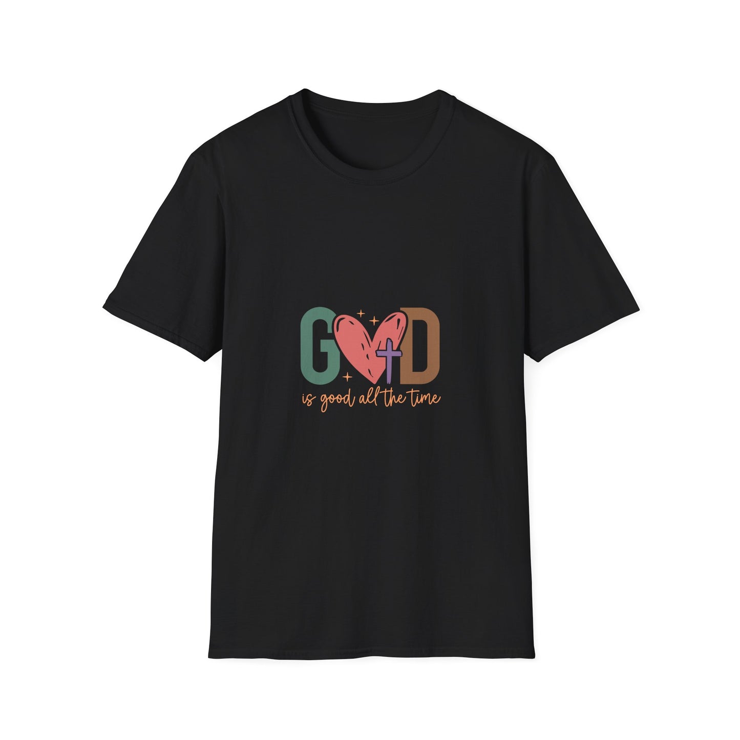 God With Heart Cross T-Shirt — Faith-Based Inspirational Tee