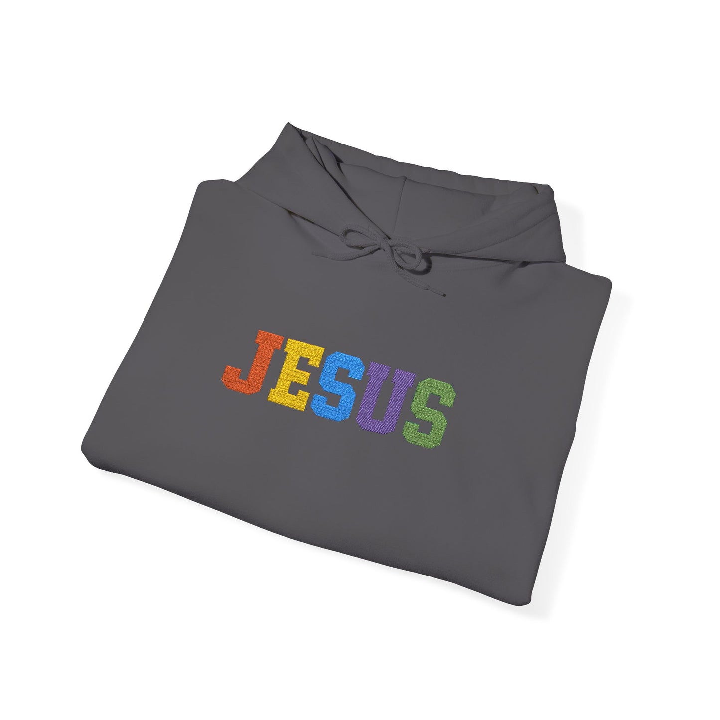 Embroidered Faith-Inspired “JESUS” Pullover Hoodie for Everyday Comfort