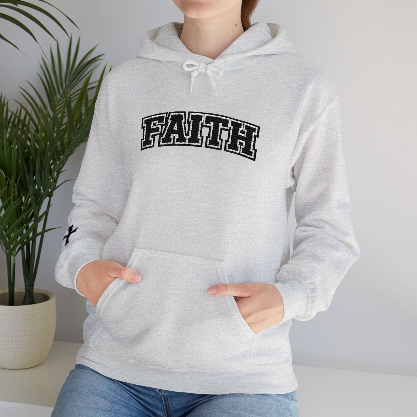 FAITH Collegiate Embroidered Hoodie  Bold faith. Everyday comfort.