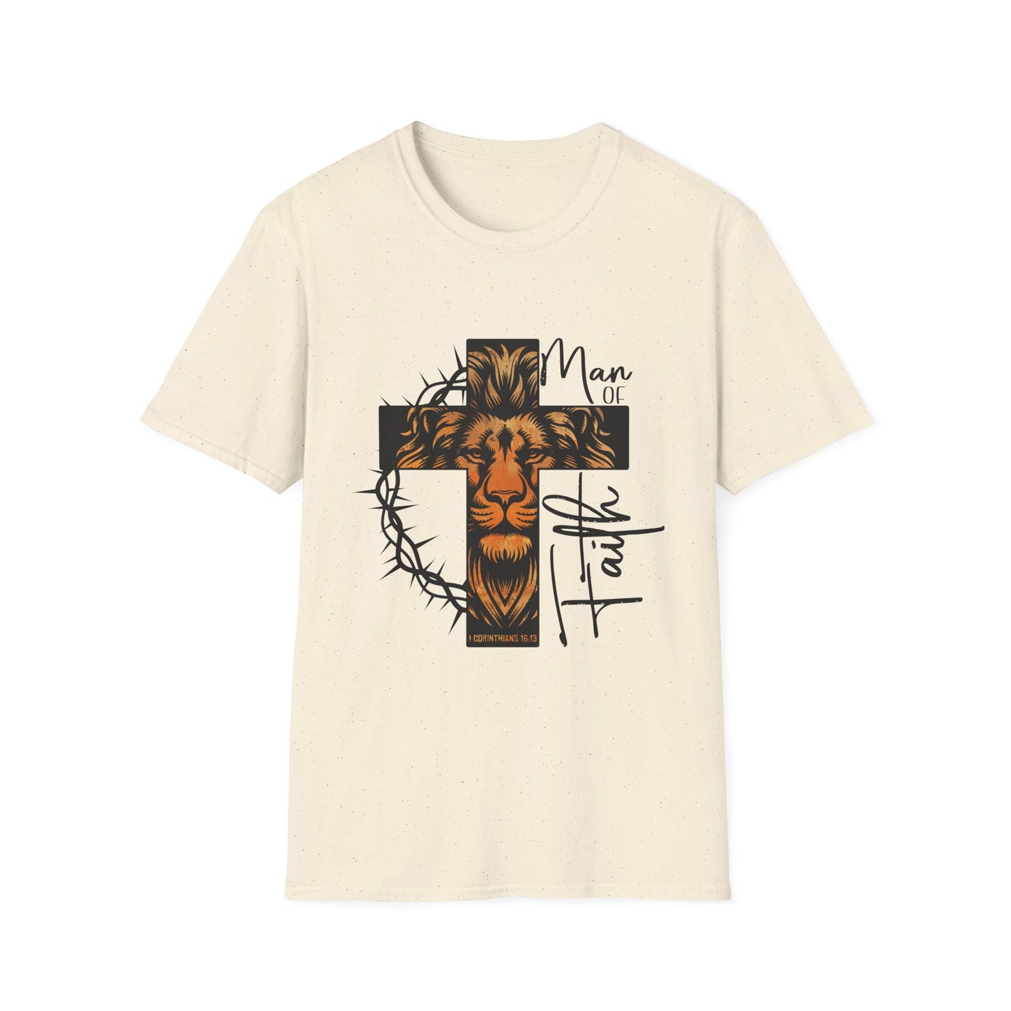 Lion Cross “Man of Faith” T-Shirt — Christian Faith Graphic Tee