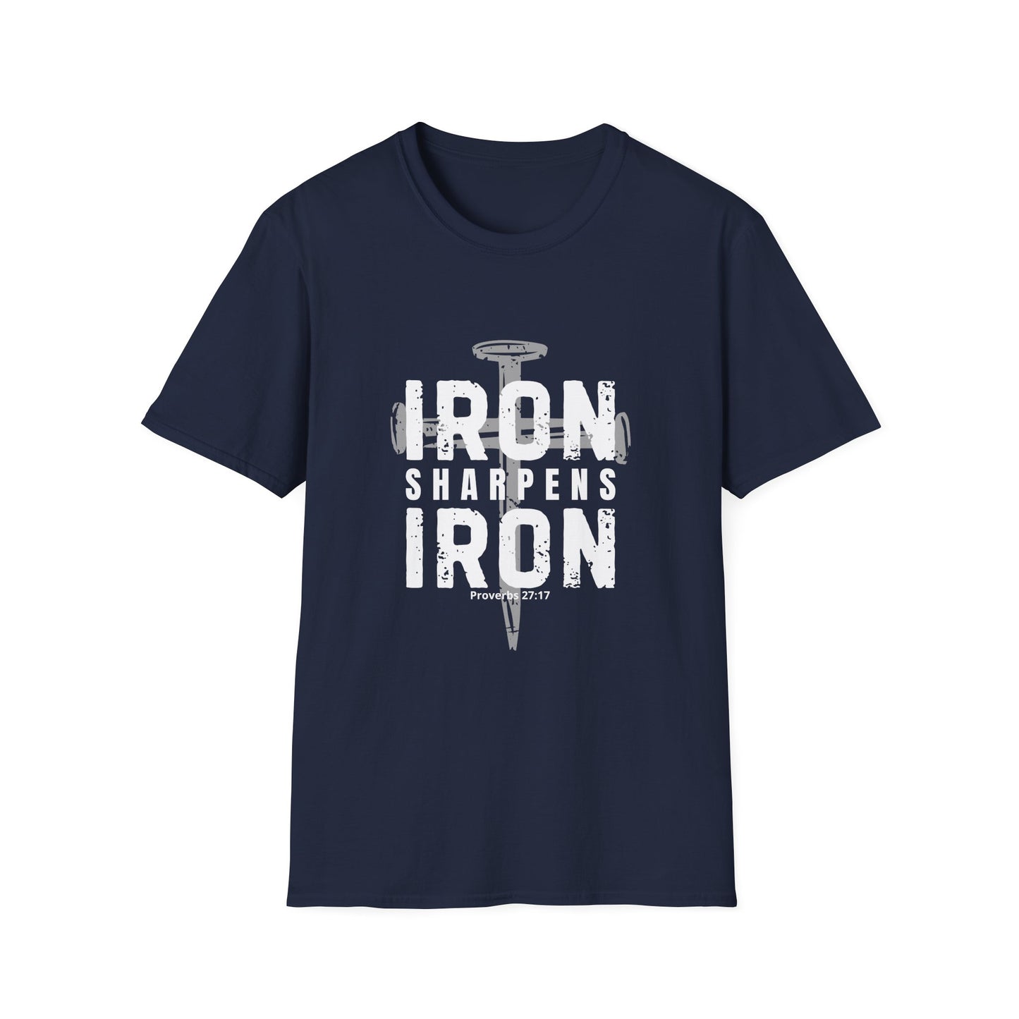 "Iron Sharpens Iron" - Distressed Cross Graphic T-Shirt