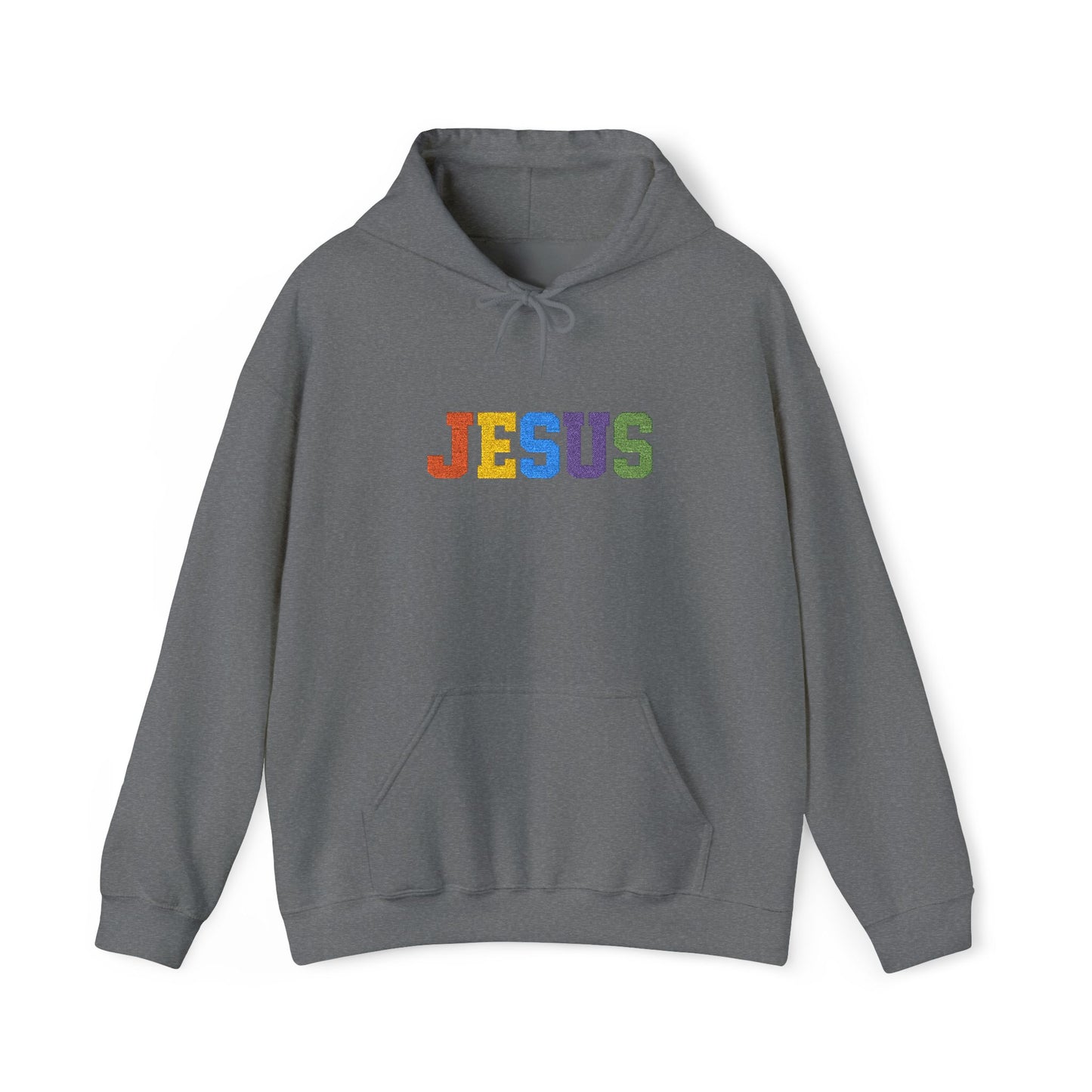 Embroidered Faith-Inspired “JESUS” Pullover Hoodie for Everyday Comfort