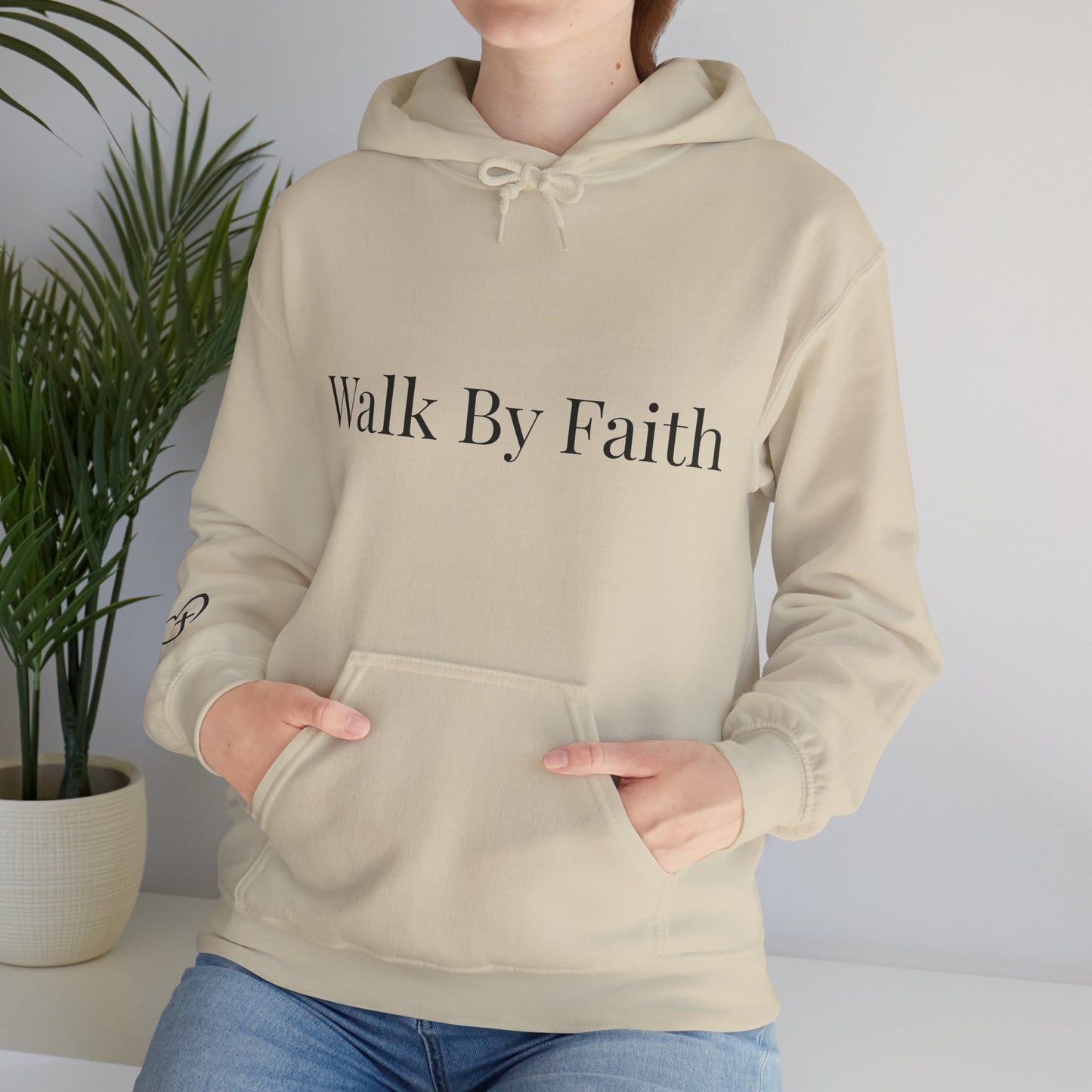 Walk by Faith Hoodie — Heart Cross Sleeve