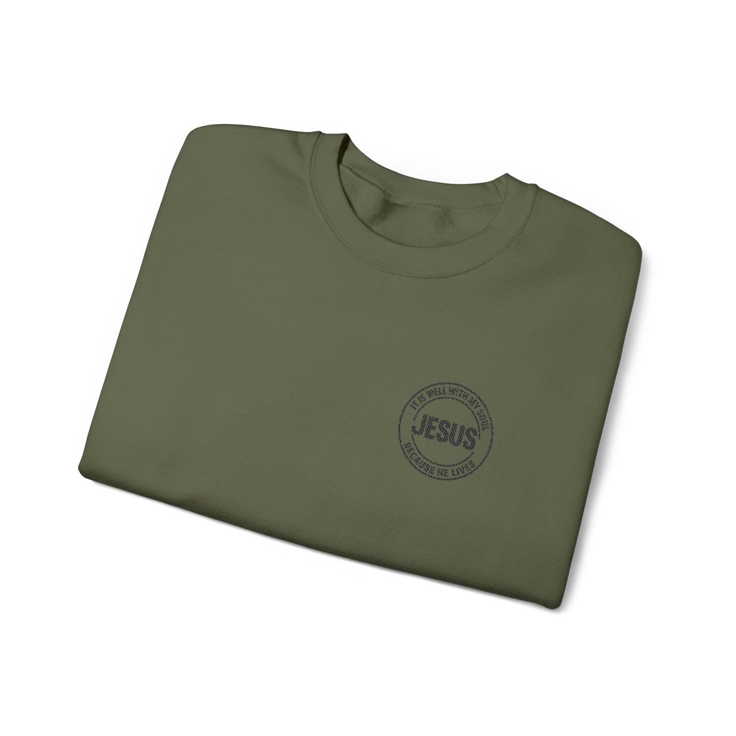 Embroidered "It is well with my soul" quiet statement of faith emblem sweatshirt