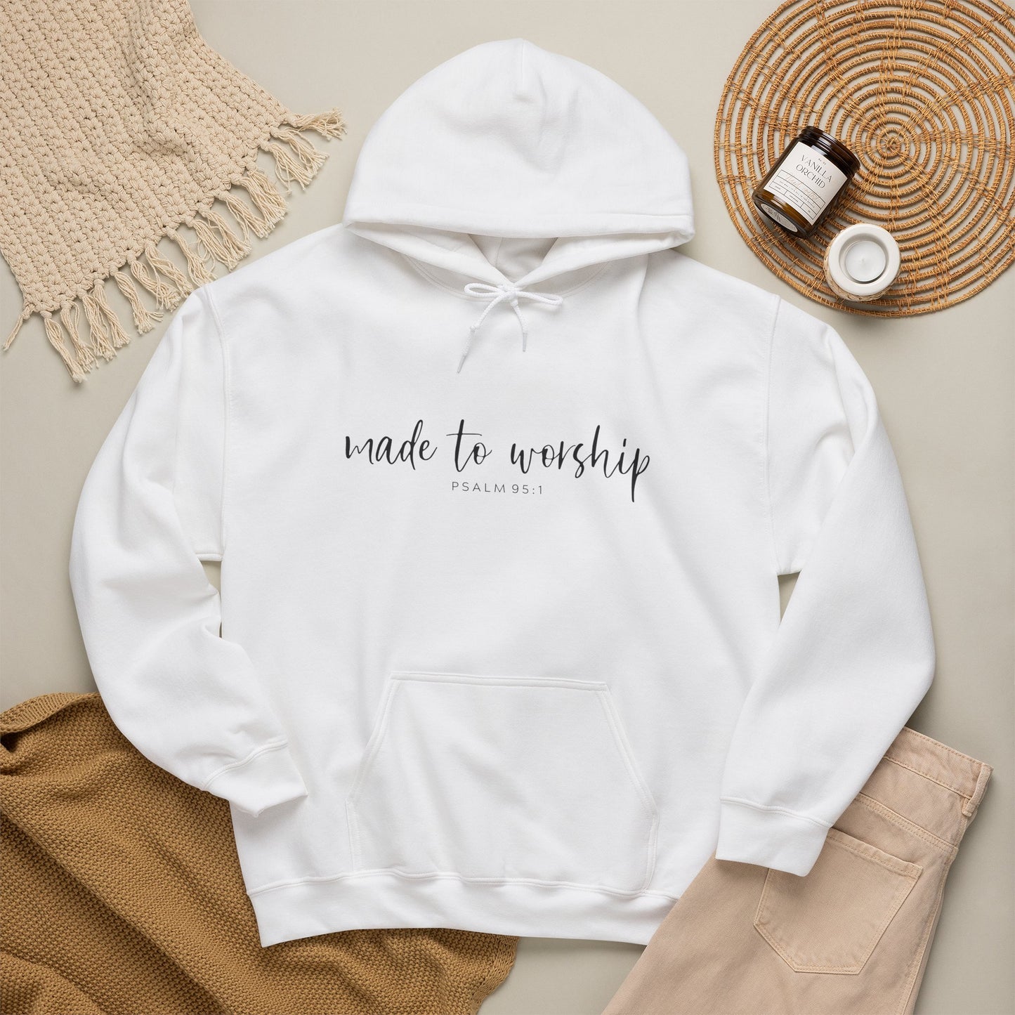 "Made to Worship" Hoodie — 'Made to Worship' Psalms 95:1 Christian Hoodie