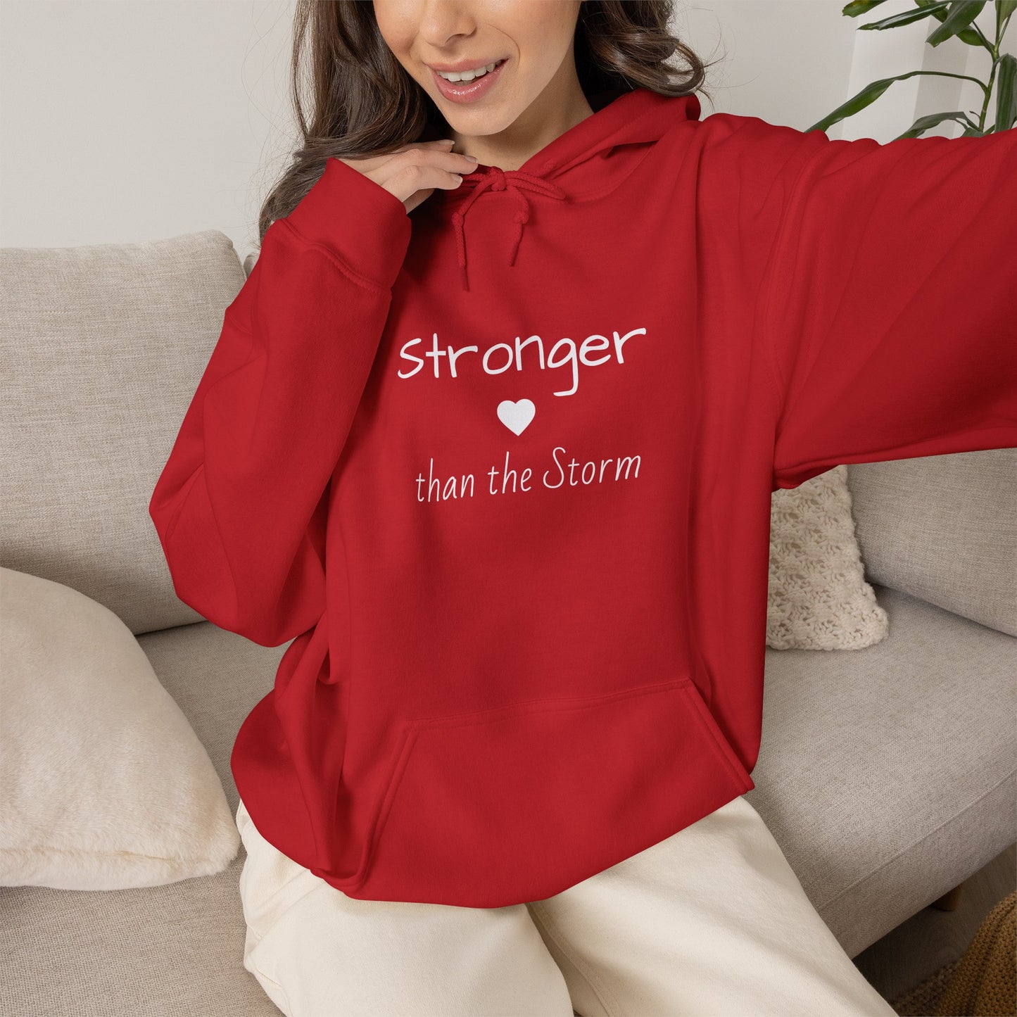 "Stronger than the Storm" Inspirational Pullover Hoodie