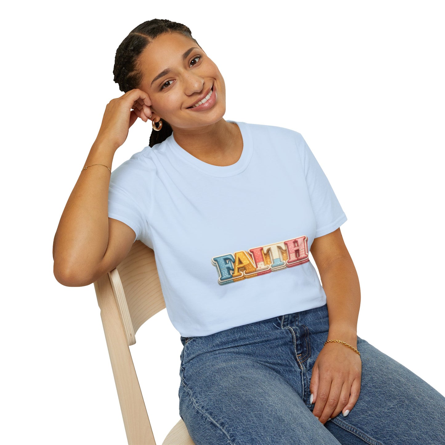 Faith Patchwork Graphic T-Shirt — Colorful Faith Graph Tee