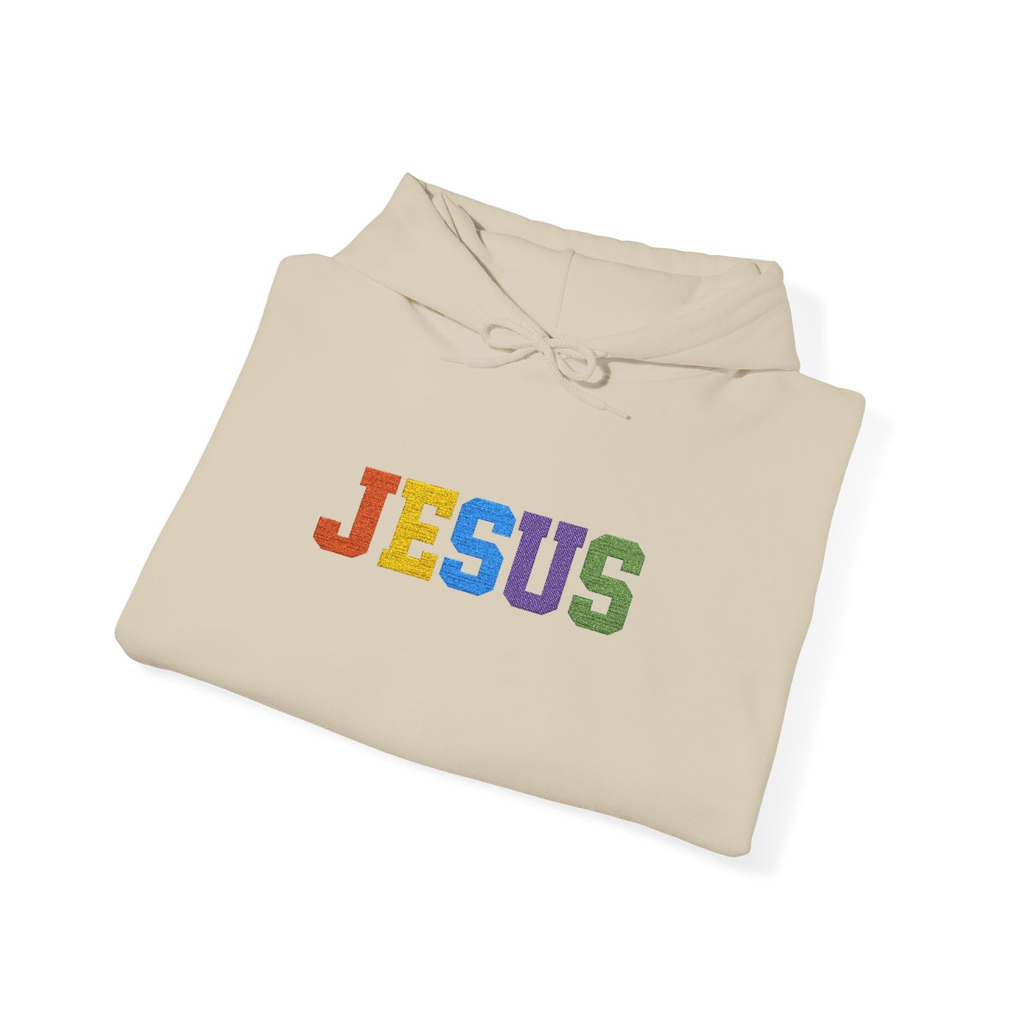 Embroidered Faith-Inspired “JESUS” Pullover Hoodie for Everyday Comfort