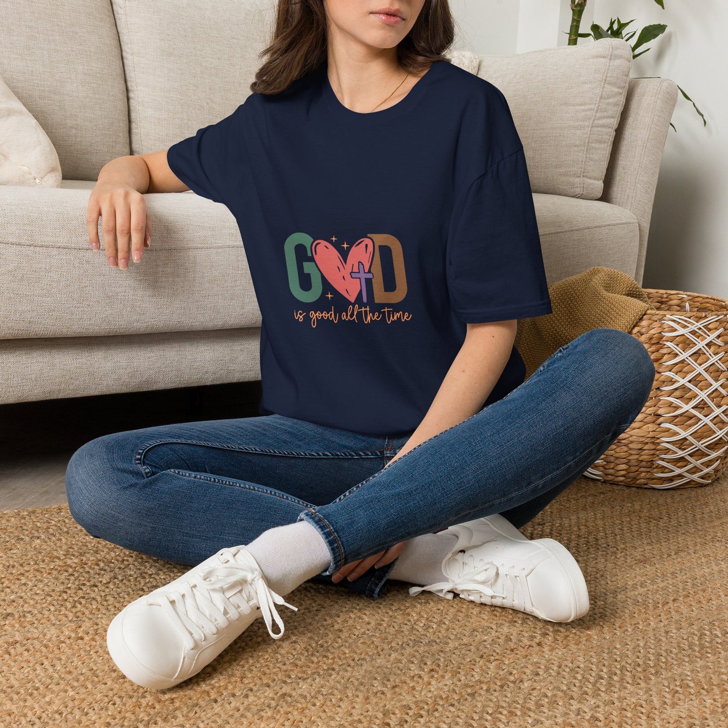 God With Heart Cross T-Shirt — Faith-Based Inspirational Tee
