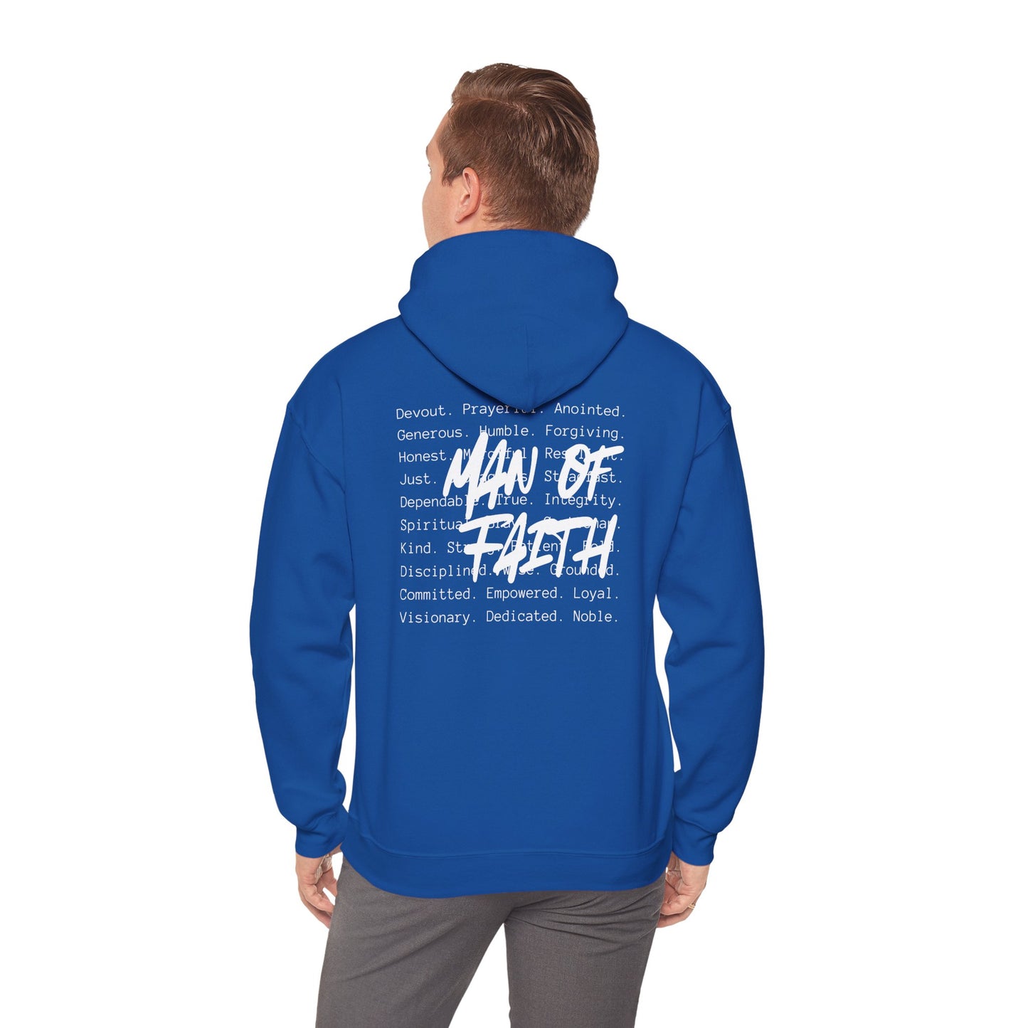 Man of Faith Hoodie — Inspirational Christian Script Pullover