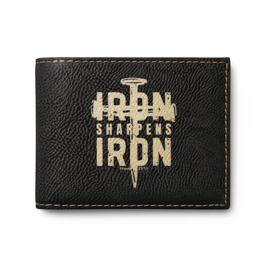 Bi-Fold Wallet — 'Iron Sharpens Iron' Nail Logo Leather Wallet
