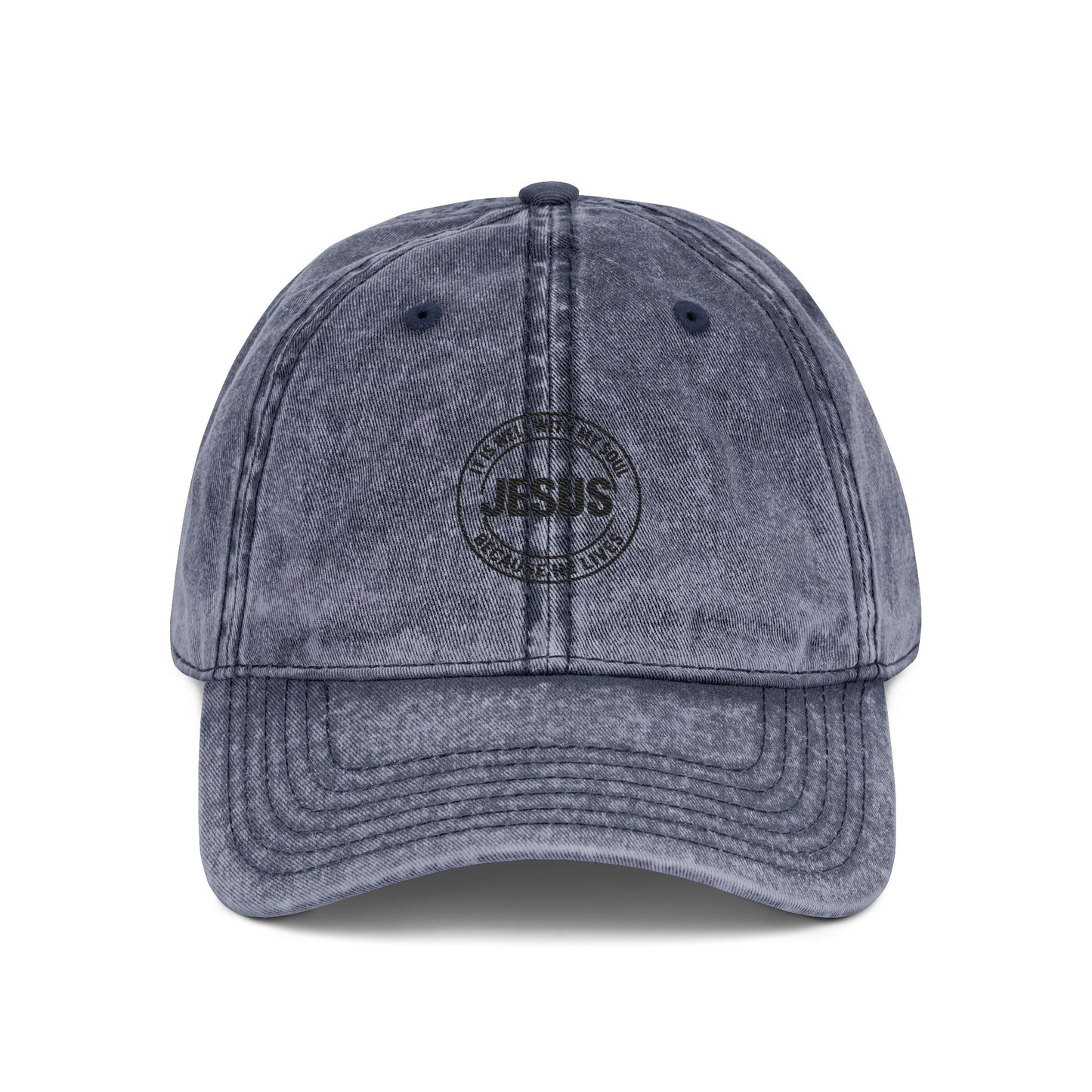 Embroidered Jesus Vintage Cap — Washed Red Baseball Hat
