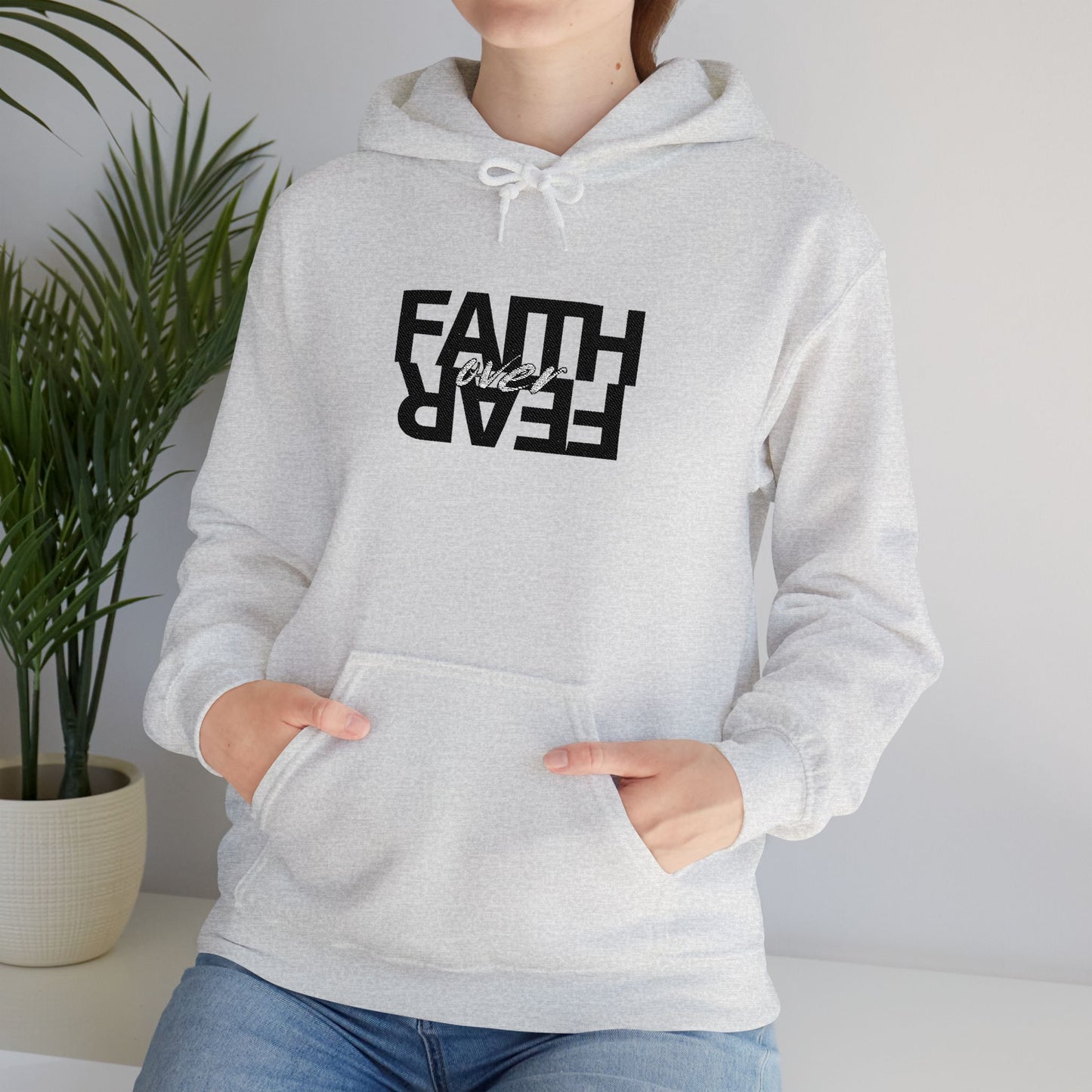 Embroidered "Faith Over Fear"— Inspired Script Pullover
