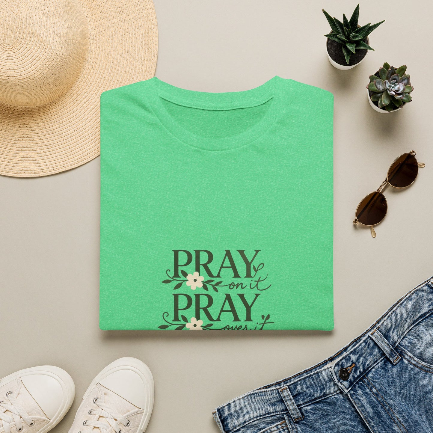 Floral "Pray On It, Pray Over It, Pray Through It" Tee