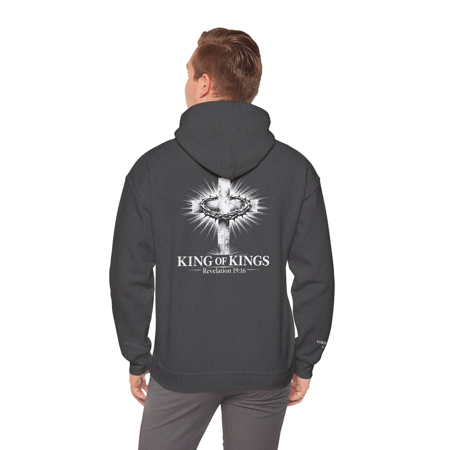 Christian 'King of Kings' Hoodie – Revelation 19:16 Cross Back Design
