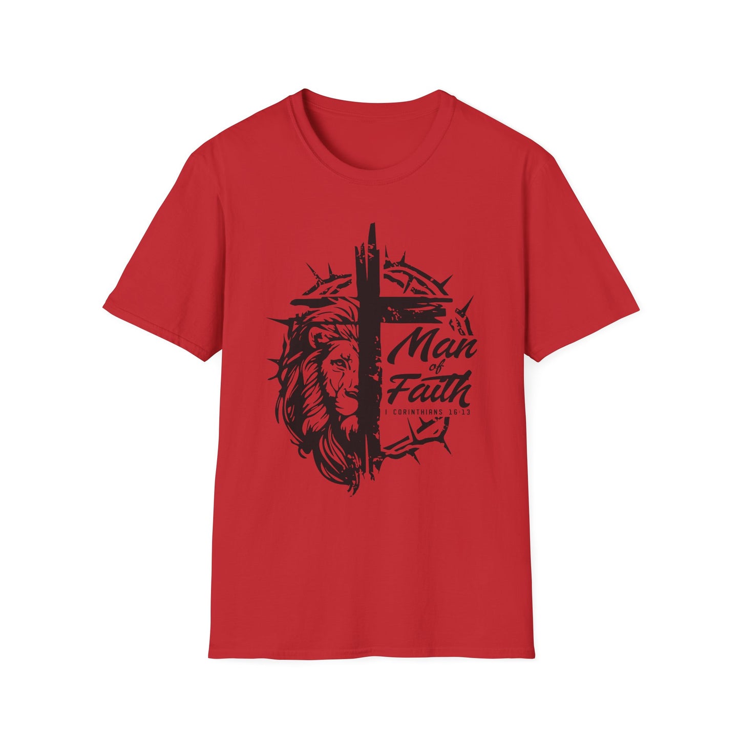 Faith Lion Cross T-Shirt — "Man of Faith" Christian Graphic Tee