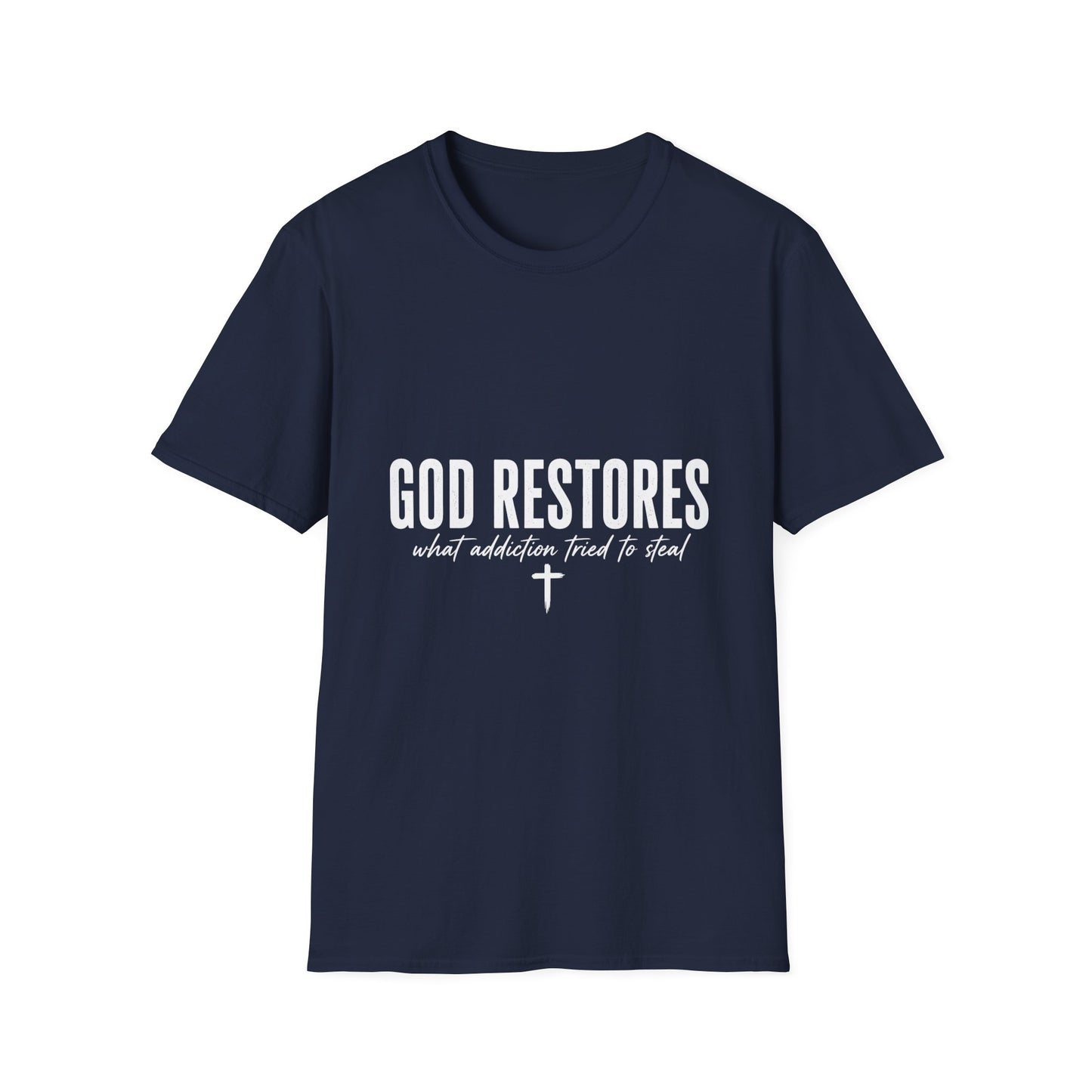 "God Restores" T-Shirt — Inspirational Christian Faith Tee