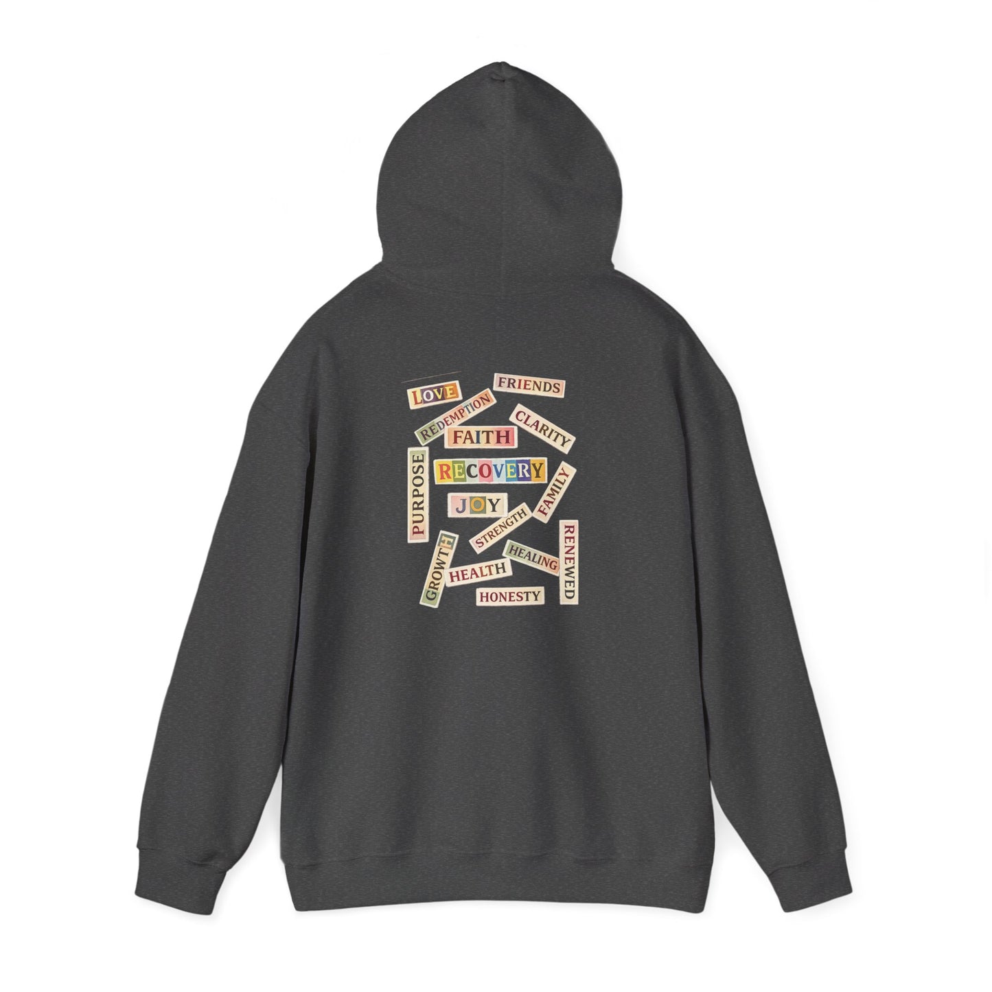 Recovery Words Hoodie — Inspirational Word Cloud Hooded Sweatshirt