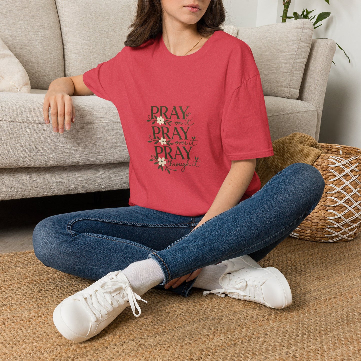 Floral "Pray On It, Pray Over It, Pray Through It" Tee