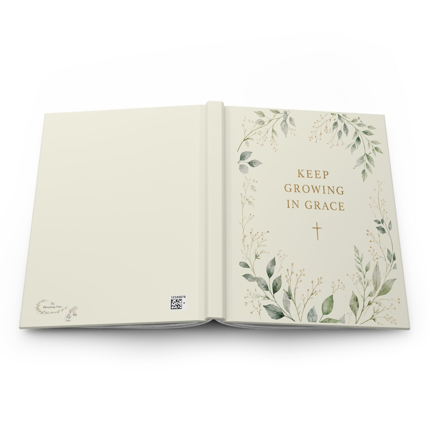 Botanical Cream Floral Journal with Gold Script (Keep Growing) - Hard Cover Journal