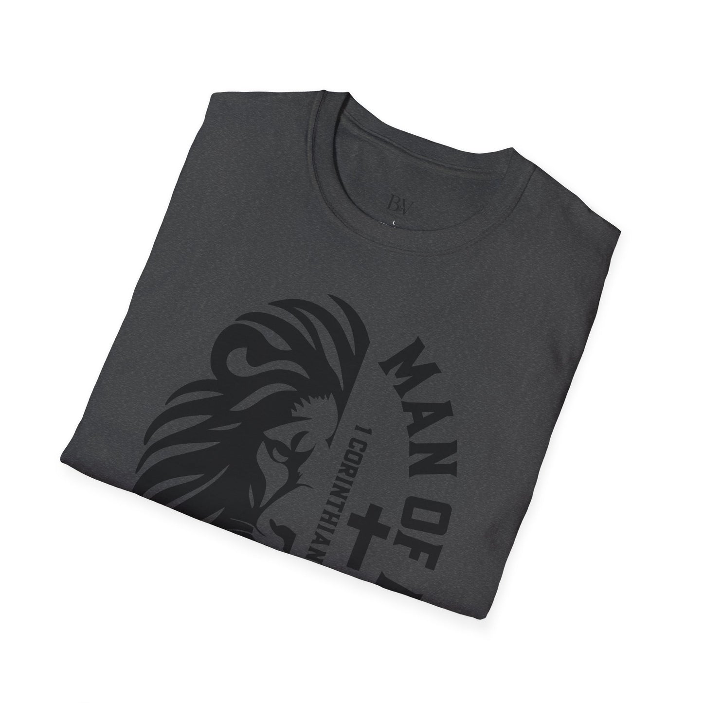 "Man of Faith" Lion T-Shirt — Christian Faith Tee (1 Corinthians 16:13)