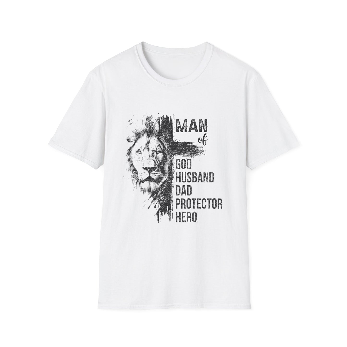 "Man of God: Husband, Dad, Protector, Hero" - T-Shirt