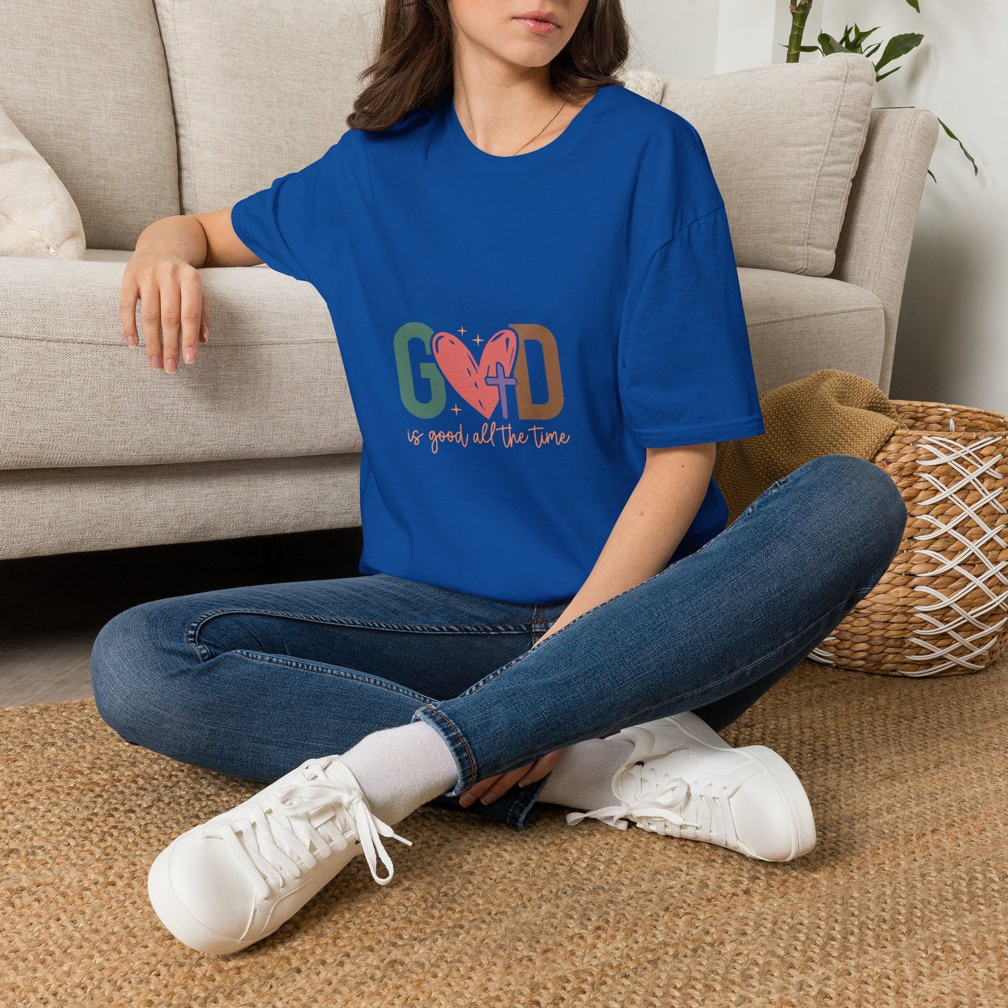God With Heart Cross T-Shirt — Faith-Based Inspirational Tee