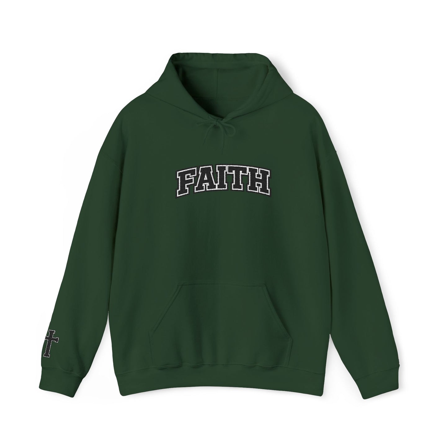 FAITH Collegiate Embroidered Hoodie  Bold faith. Everyday comfort.