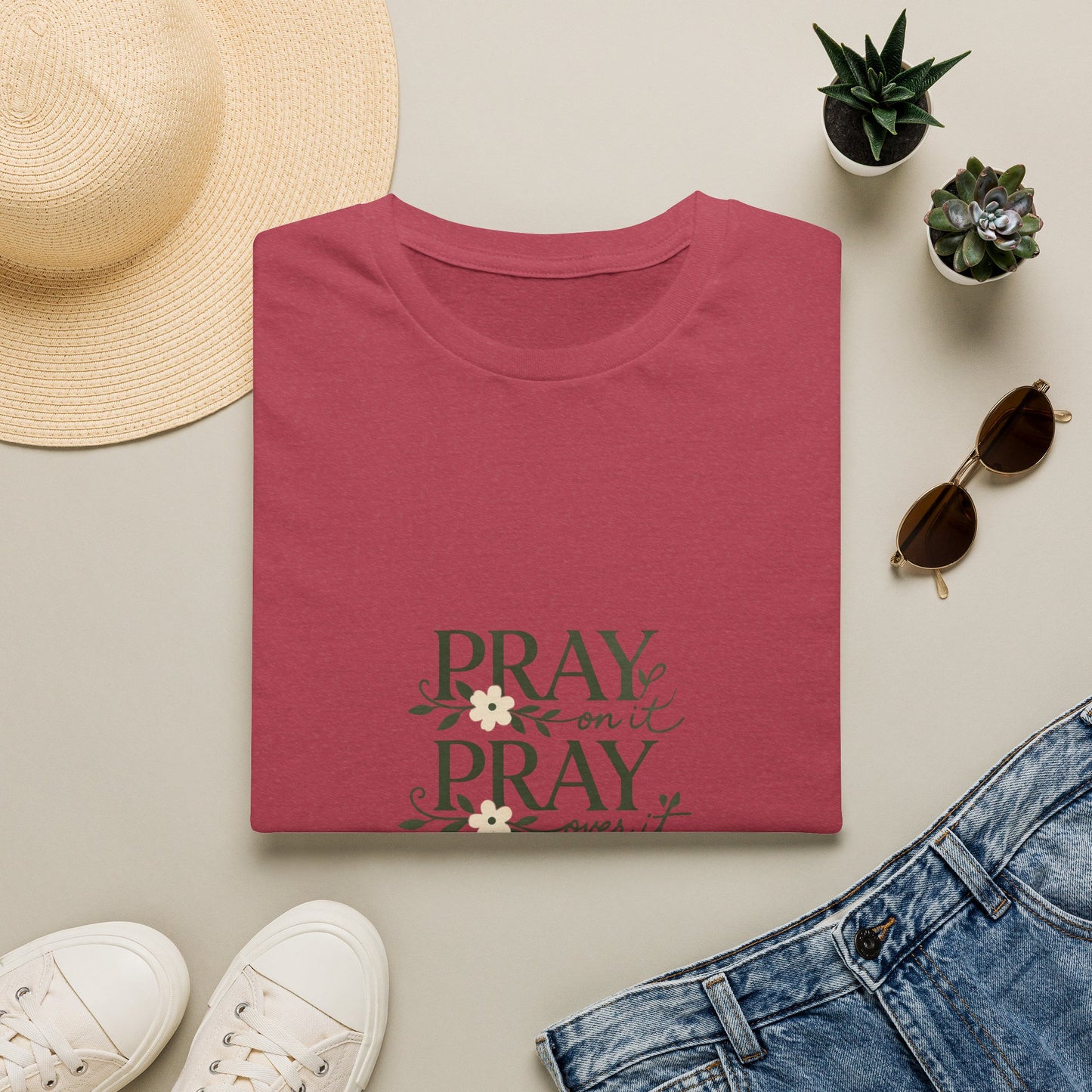 Floral "Pray On It, Pray Over It, Pray Through It" Tee
