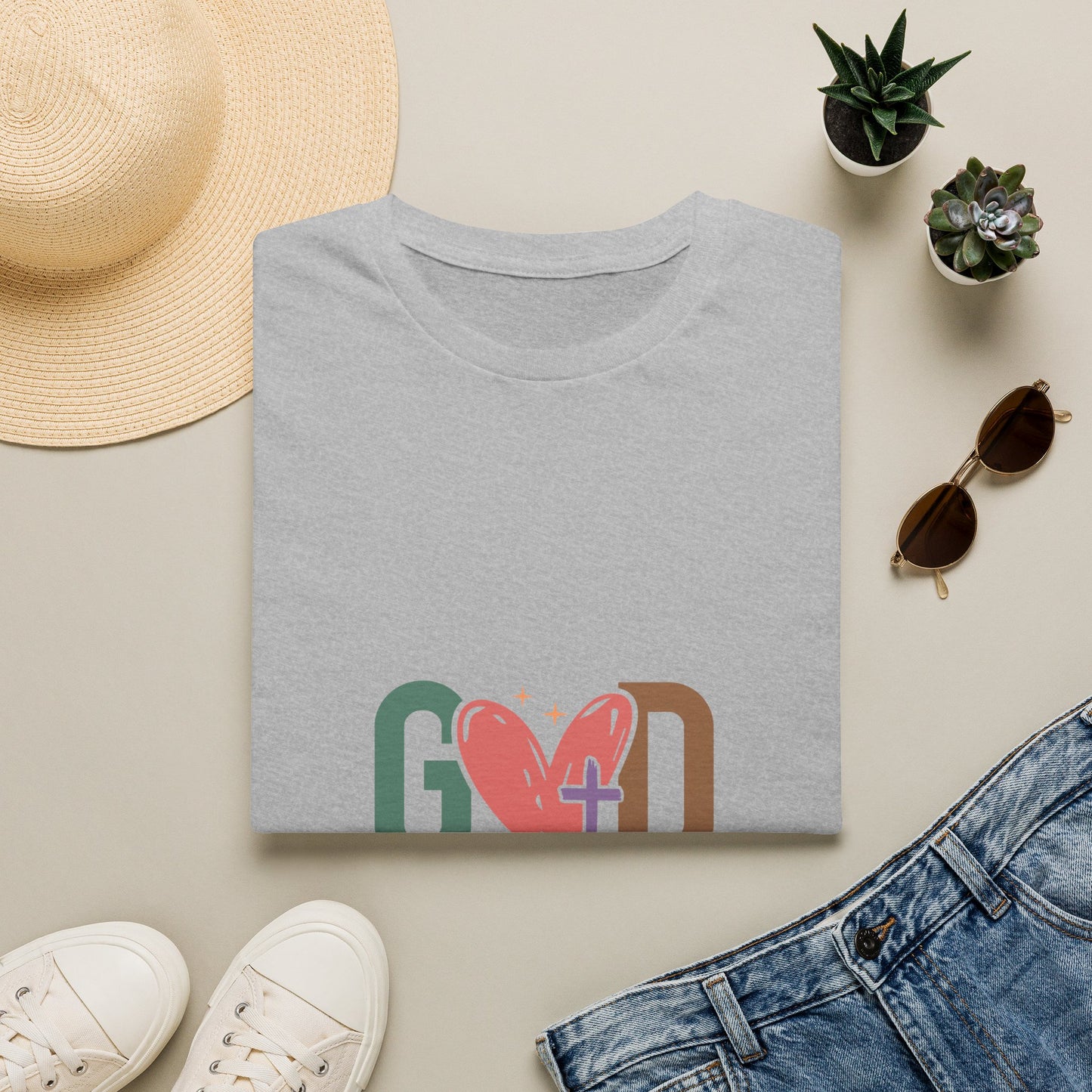 God With Heart Cross T-Shirt — Faith-Based Inspirational Tee