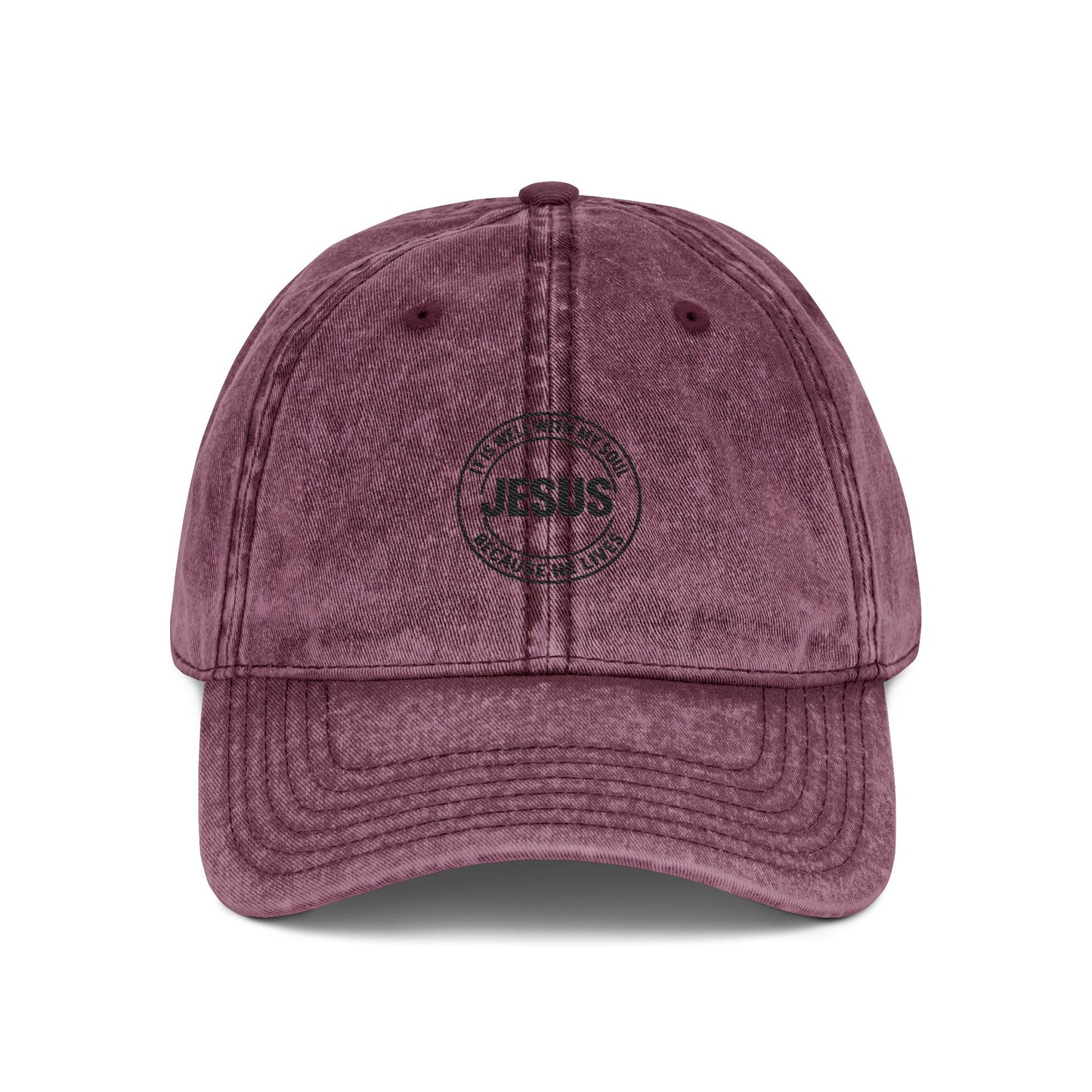Embroidered Jesus Vintage Cap — Washed Red Baseball Hat