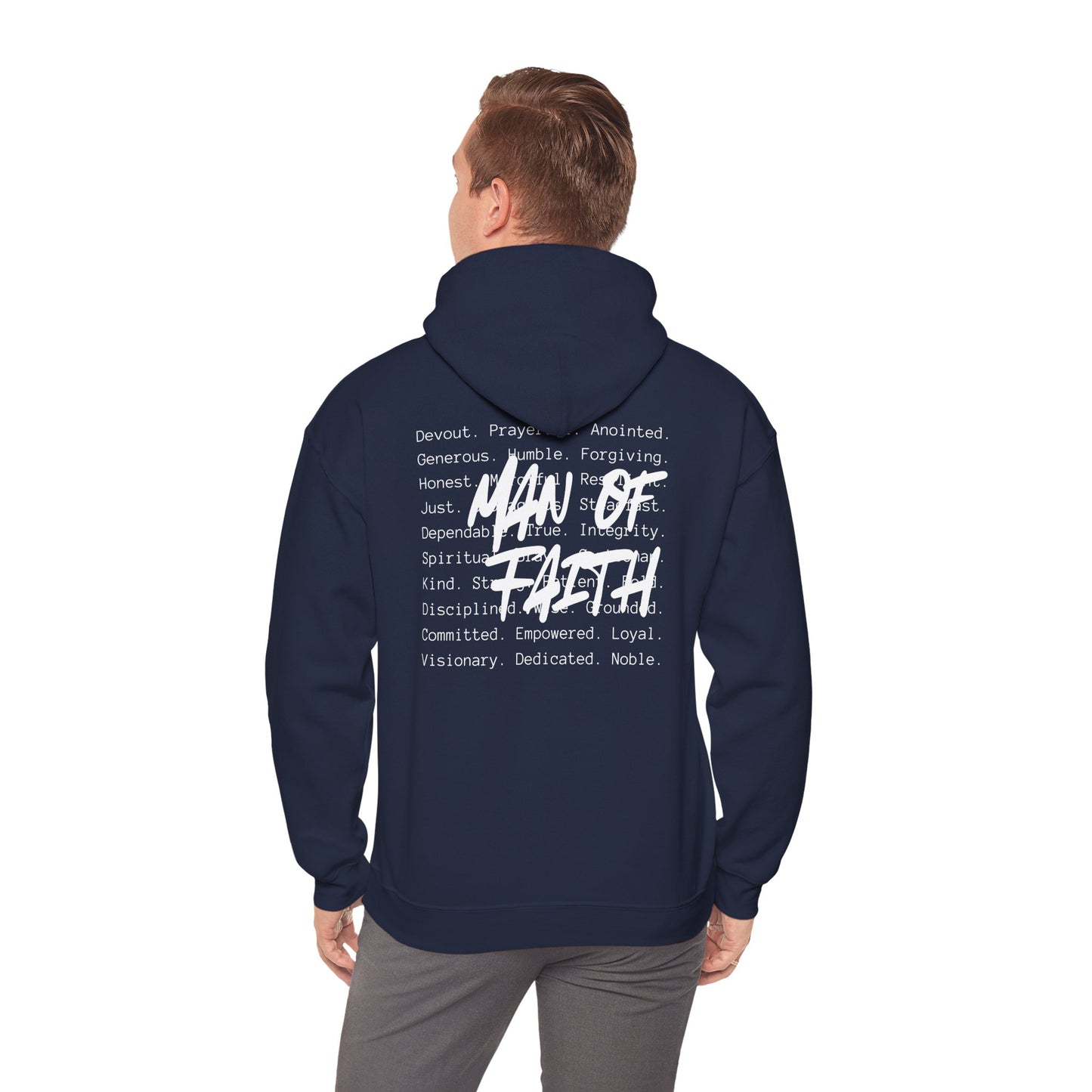 Man of Faith Hoodie — Inspirational Christian Script Pullover