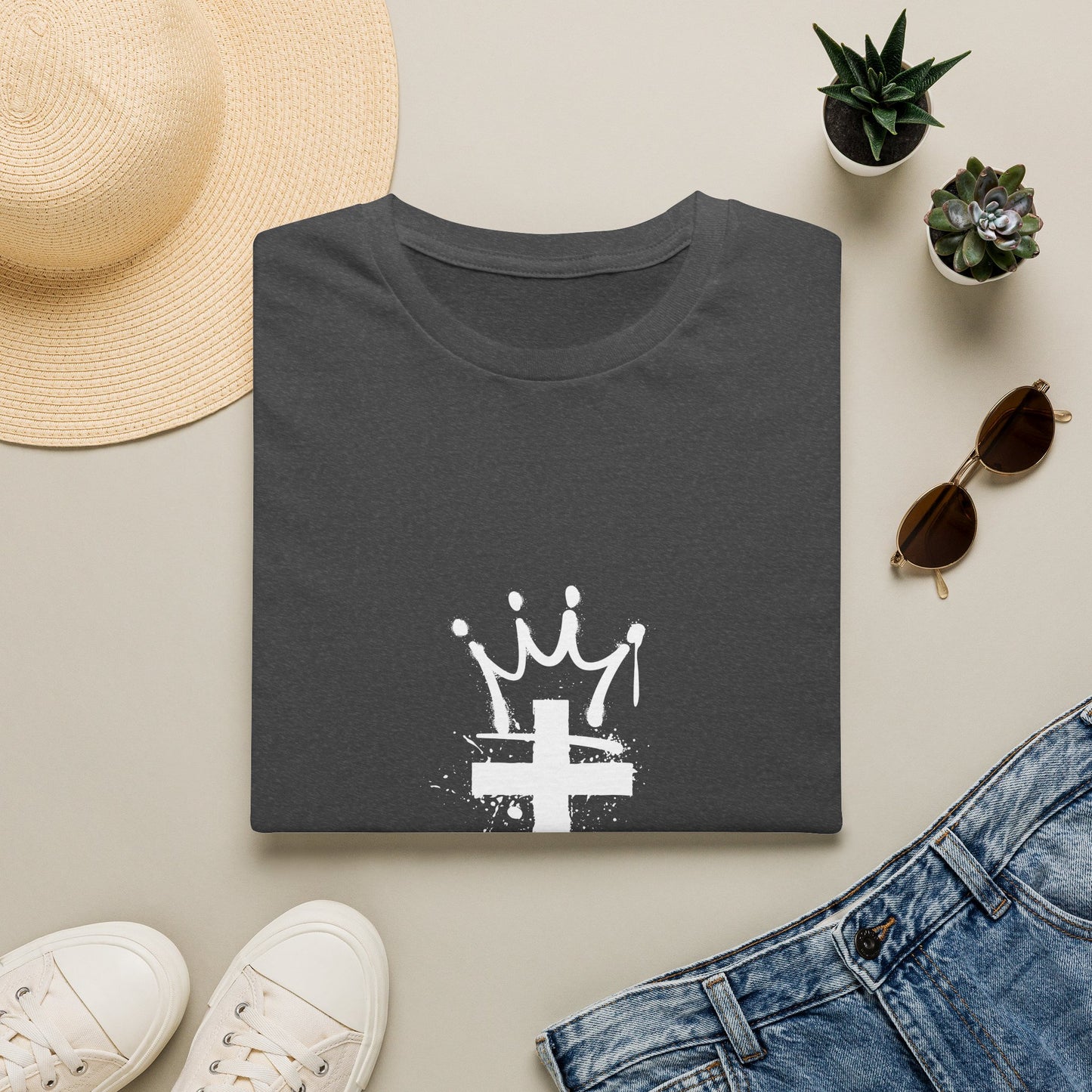Jesus King T-Shirt — Crowned Cross Faith Graphic Tee