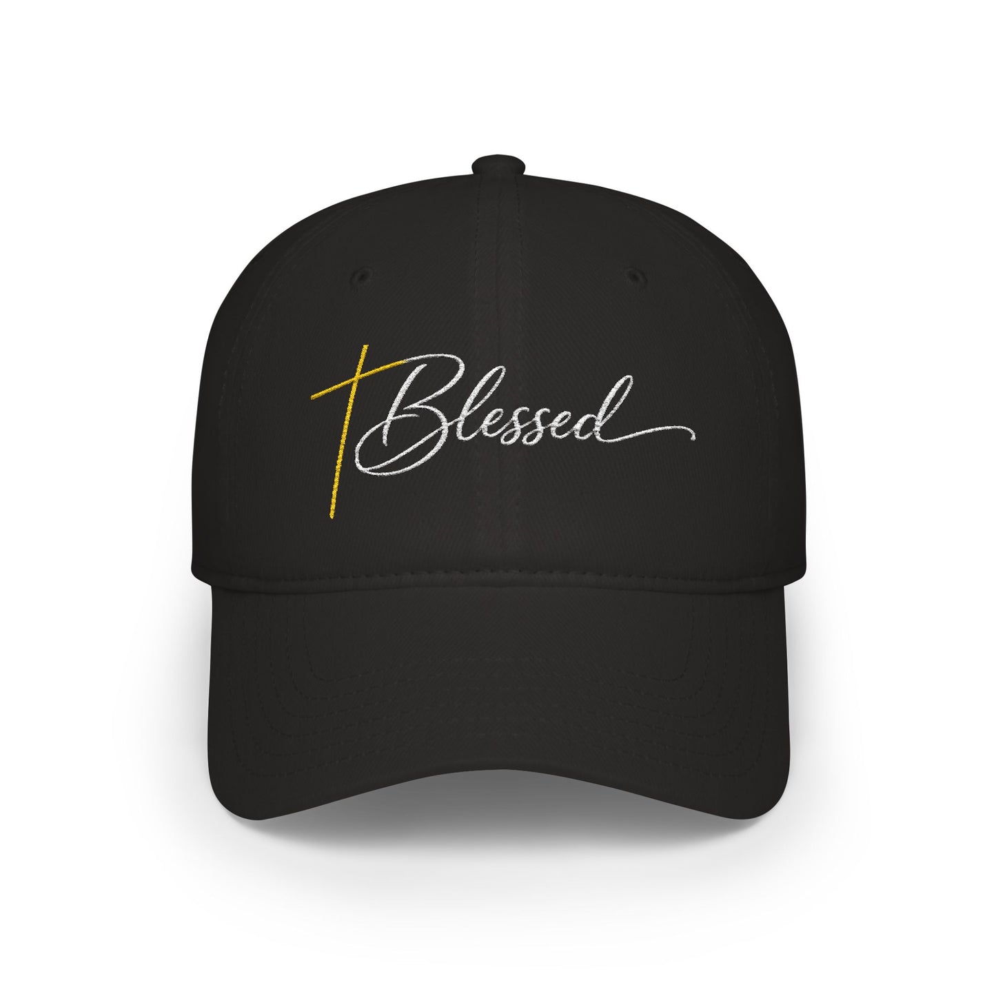 Blessed Baseball Cap — Embroidered Script Cross Hat