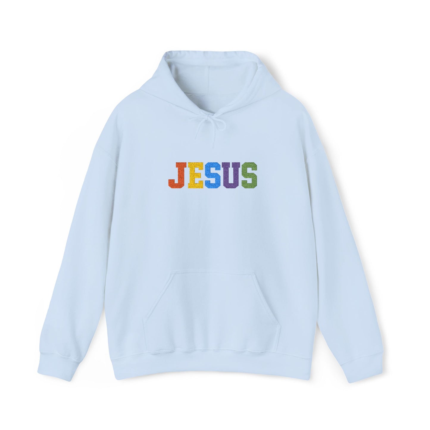 Embroidered Faith-Inspired “JESUS” Pullover Hoodie for Everyday Comfort