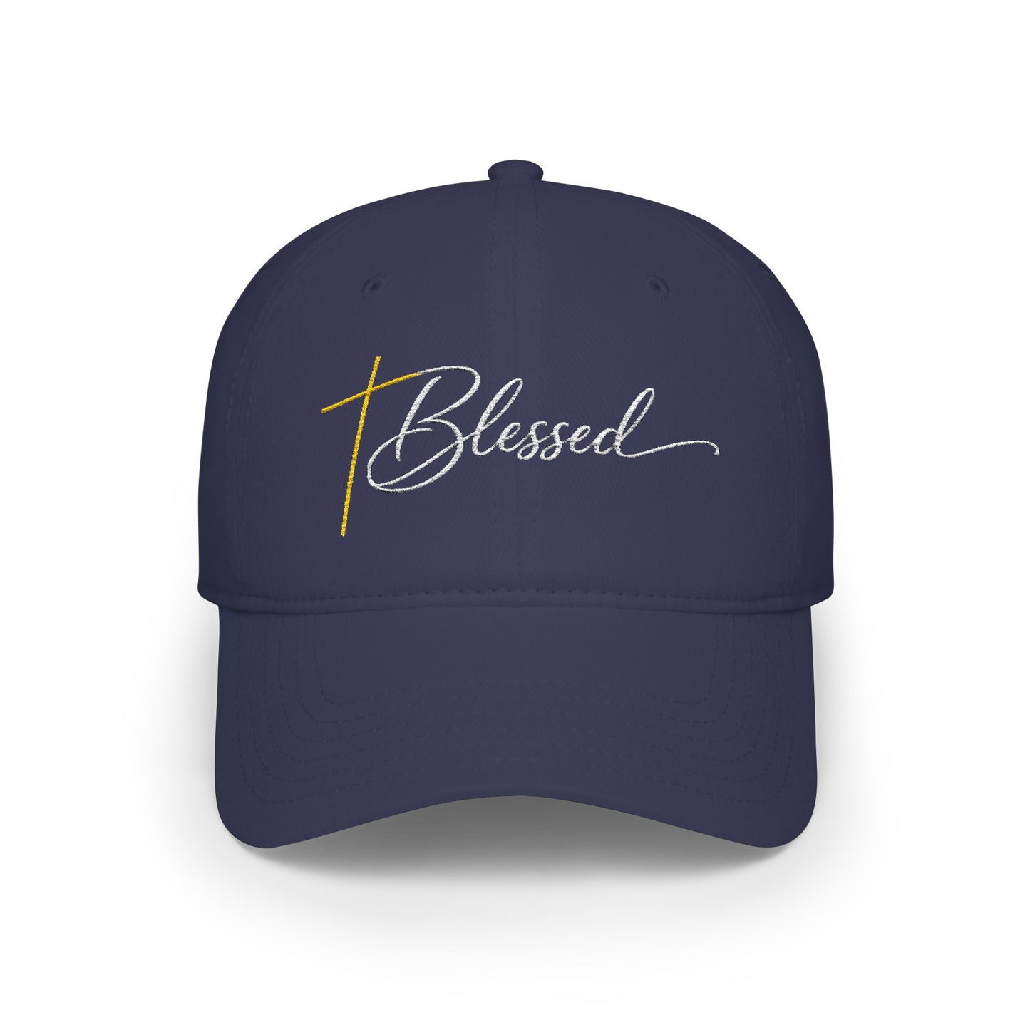 Blessed Baseball Cap — Embroidered Script Cross Hat