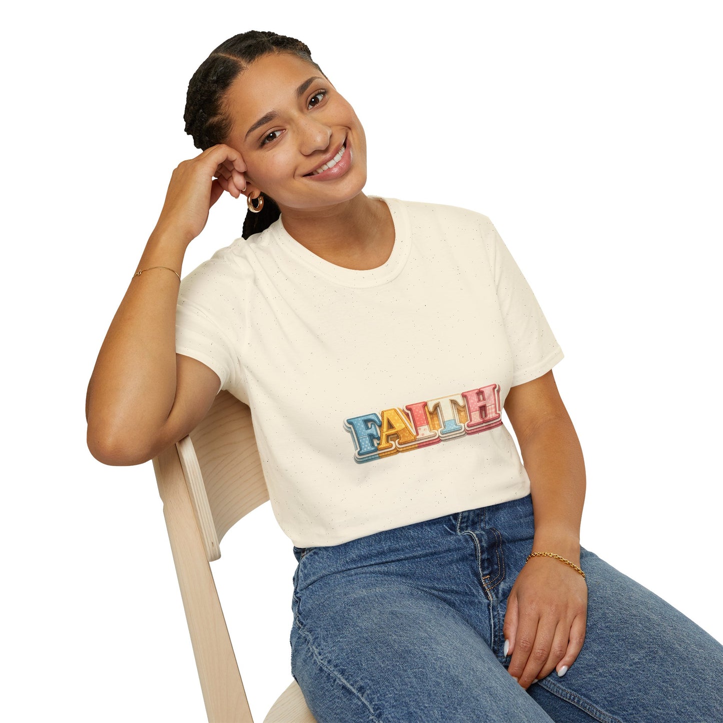Faith Patchwork Graphic T-Shirt — Colorful Faith Graph Tee