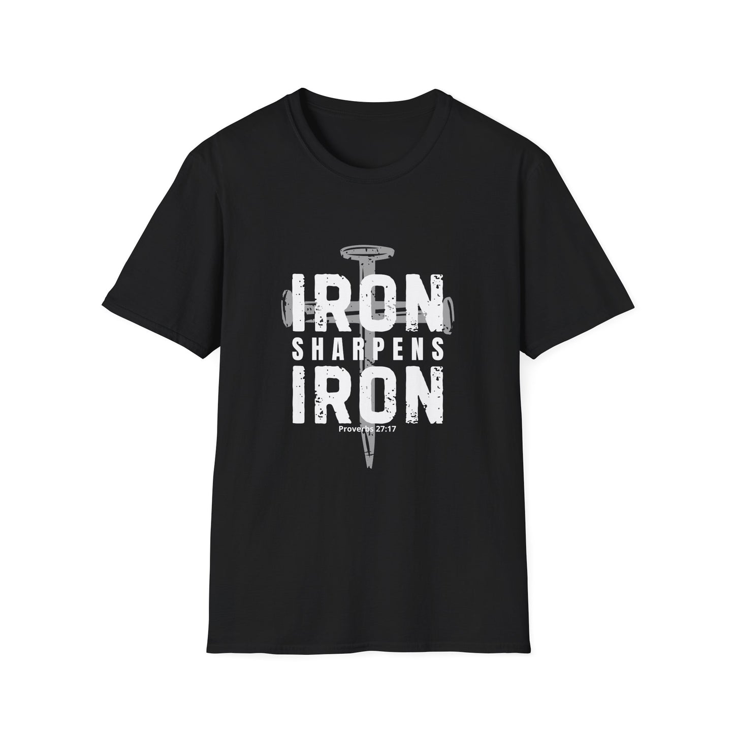 "Iron Sharpens Iron" - Distressed Cross Graphic T-Shirt