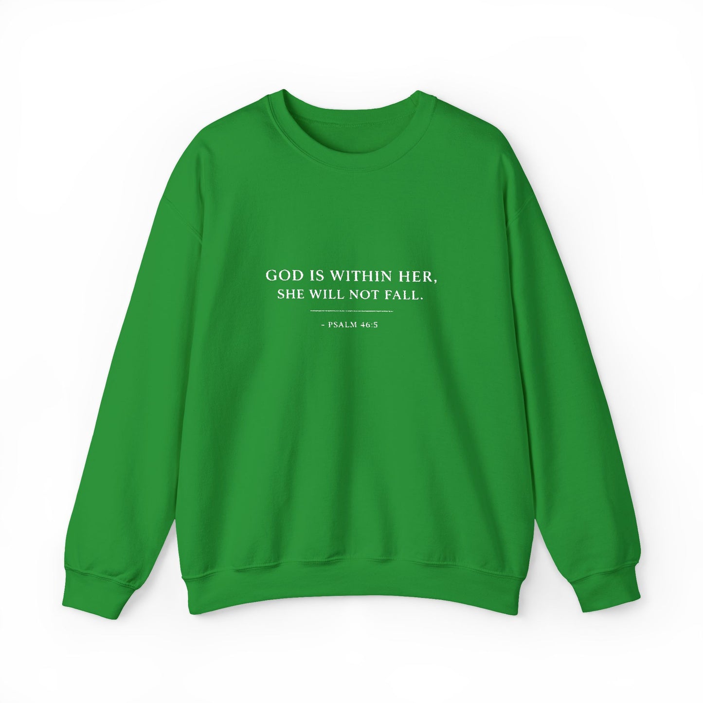 Embroidered "God Is Within Her, She Will Not Fail" Bible Verse Christian Pullover w/white text