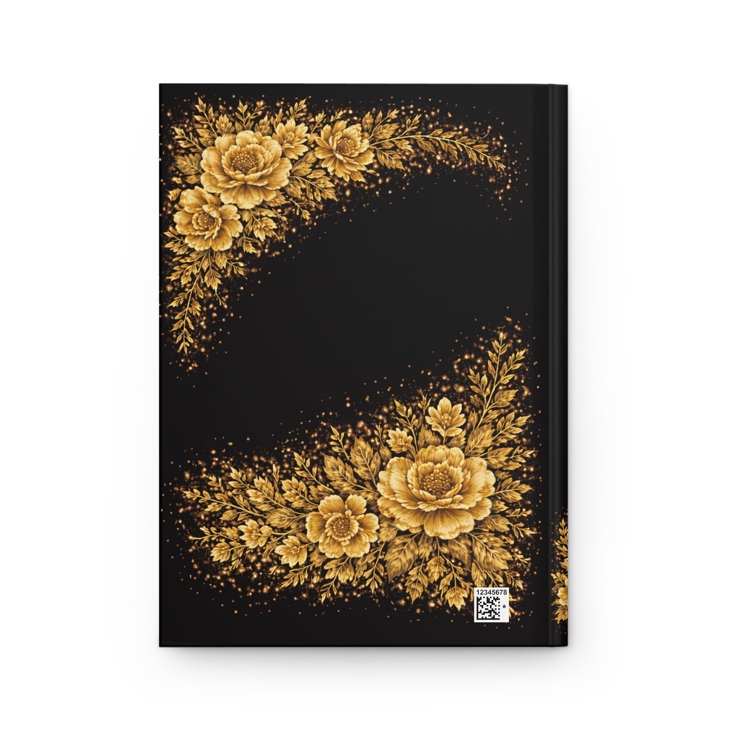 Blessed Gold Cross Floral Hardcover Journal — Matte Black