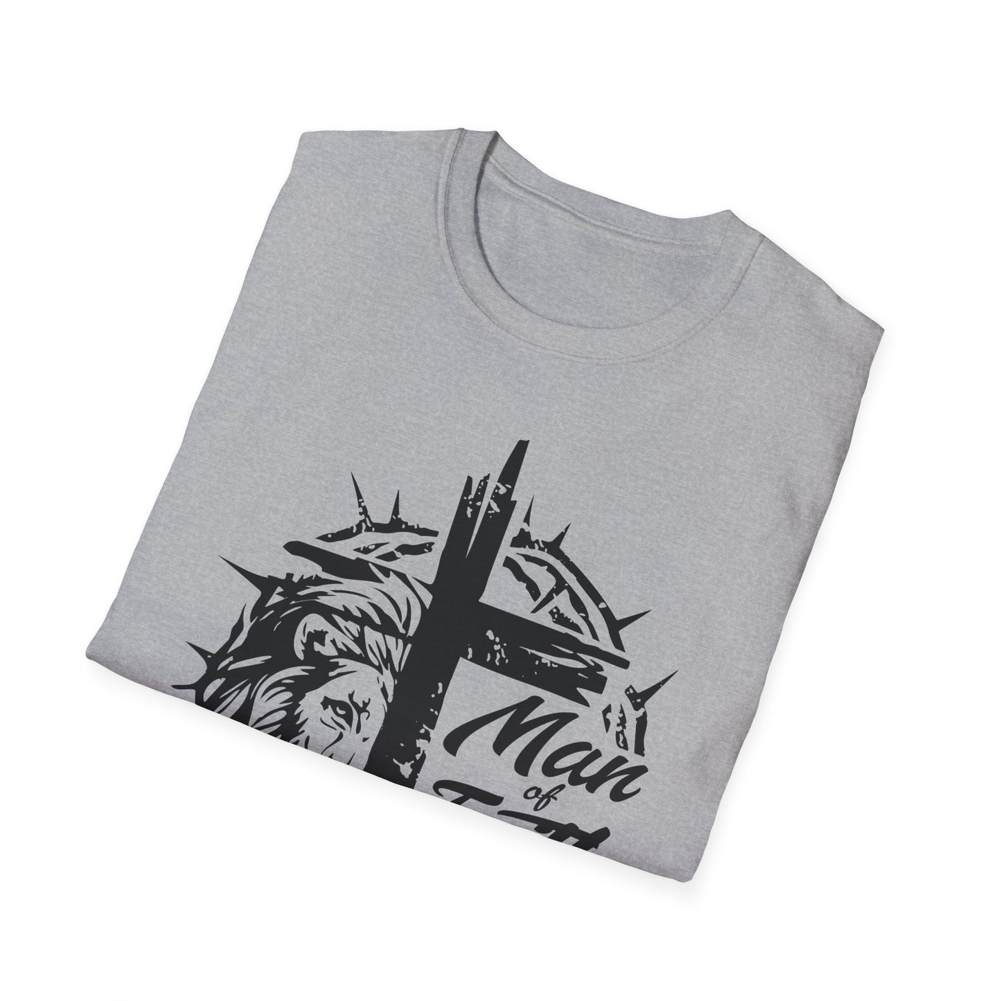 Faith Lion Cross T-Shirt — "Man of Faith" Christian Graphic Tee