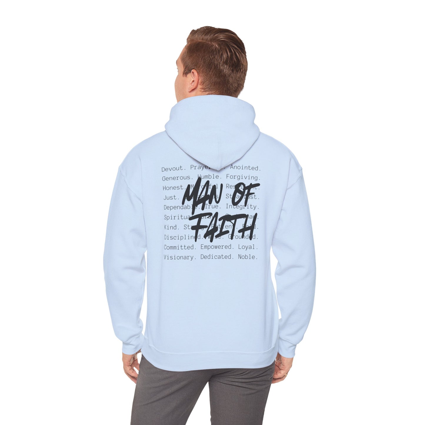 Man of Faith Hoodie — Inspirational Christian Script Pullover